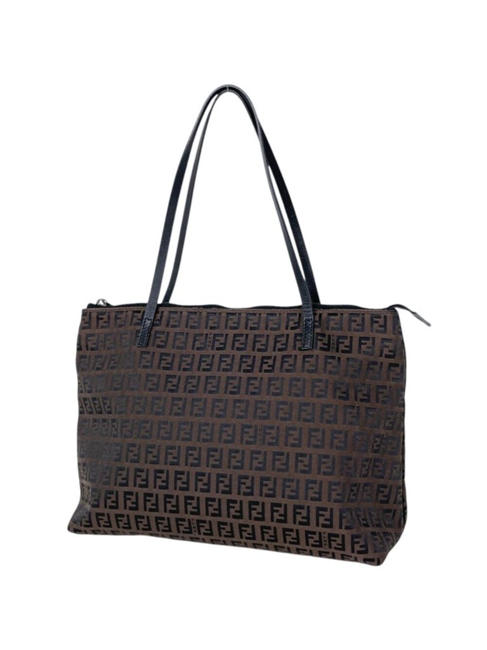 Fendi Tote Bag Zucchino Pattern Canvas Brown